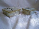 Conjunto Caixas Quadradas - Flor Vazada - Dourado e Branco